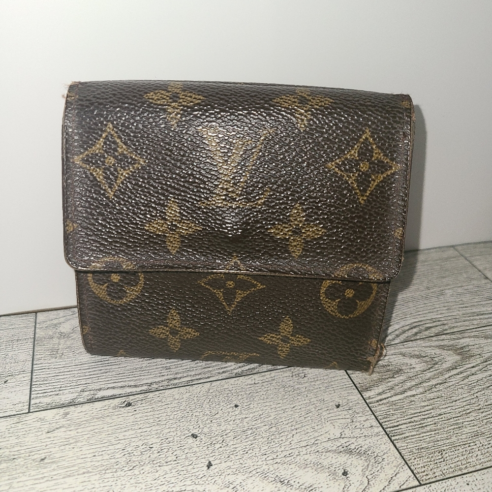 Authentic Louis Vuitton Wallet Coin Purse Brown Tan Leather - Picture 2 of 15